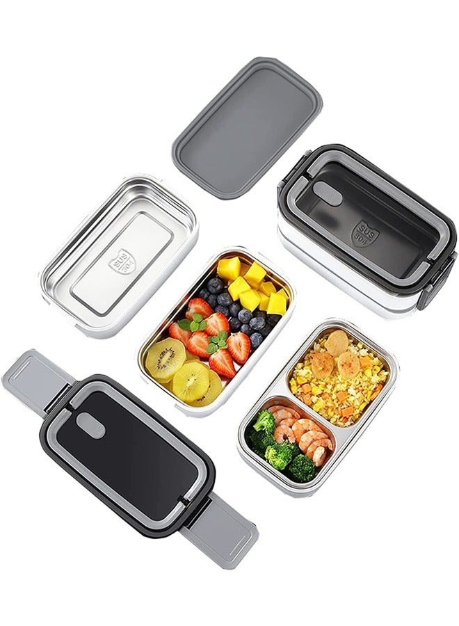 Bento Lunch Box Stainless Steel Insulated Lunchbox with 3 Compartments Food Storage Containers and insulation Bag BPA Free Airtight Snack Food for Kids & Adults