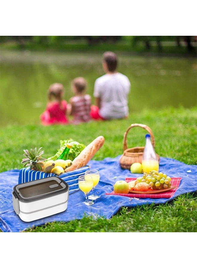 Bento Lunch Box Stainless Steel Insulated Lunchbox with 3 Compartments Food Storage Containers and insulation Bag BPA Free Airtight Snack Food for Kids & Adults