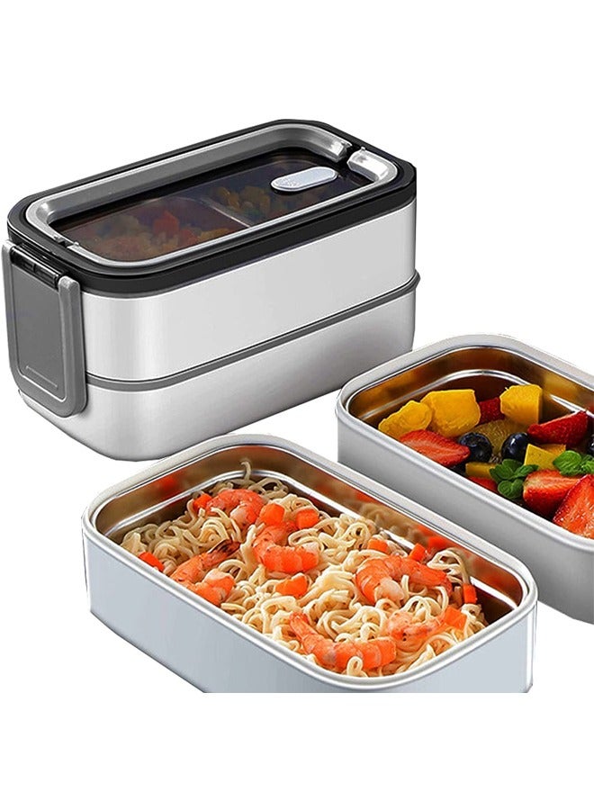 Bento Lunch Box Stainless Steel Insulated Lunchbox with 3 Compartments Food Storage Containers and insulation Bag BPA Free Airtight Snack Food for Kids & Adults