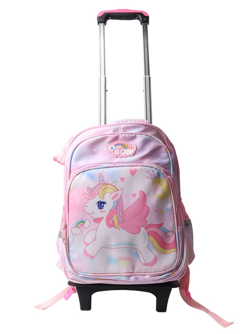 Children's Trolley Backpack Waterproof Labor-Saving 2 Wheel Rolling Kids School Bag