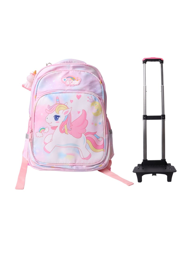 Children's Trolley Backpack Waterproof Labor-Saving 2 Wheel Rolling Kids School Bag