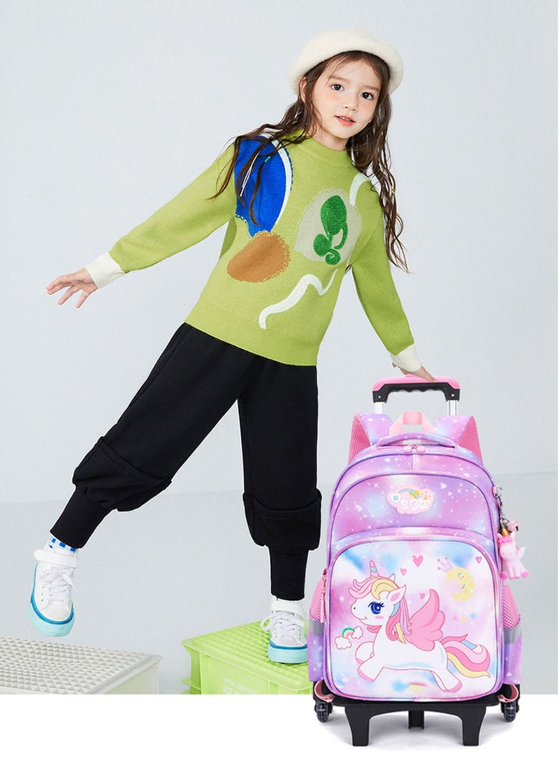 Children's Trolley Backpack Waterproof Labor-Saving 2 Wheel Rolling Kids School Bag