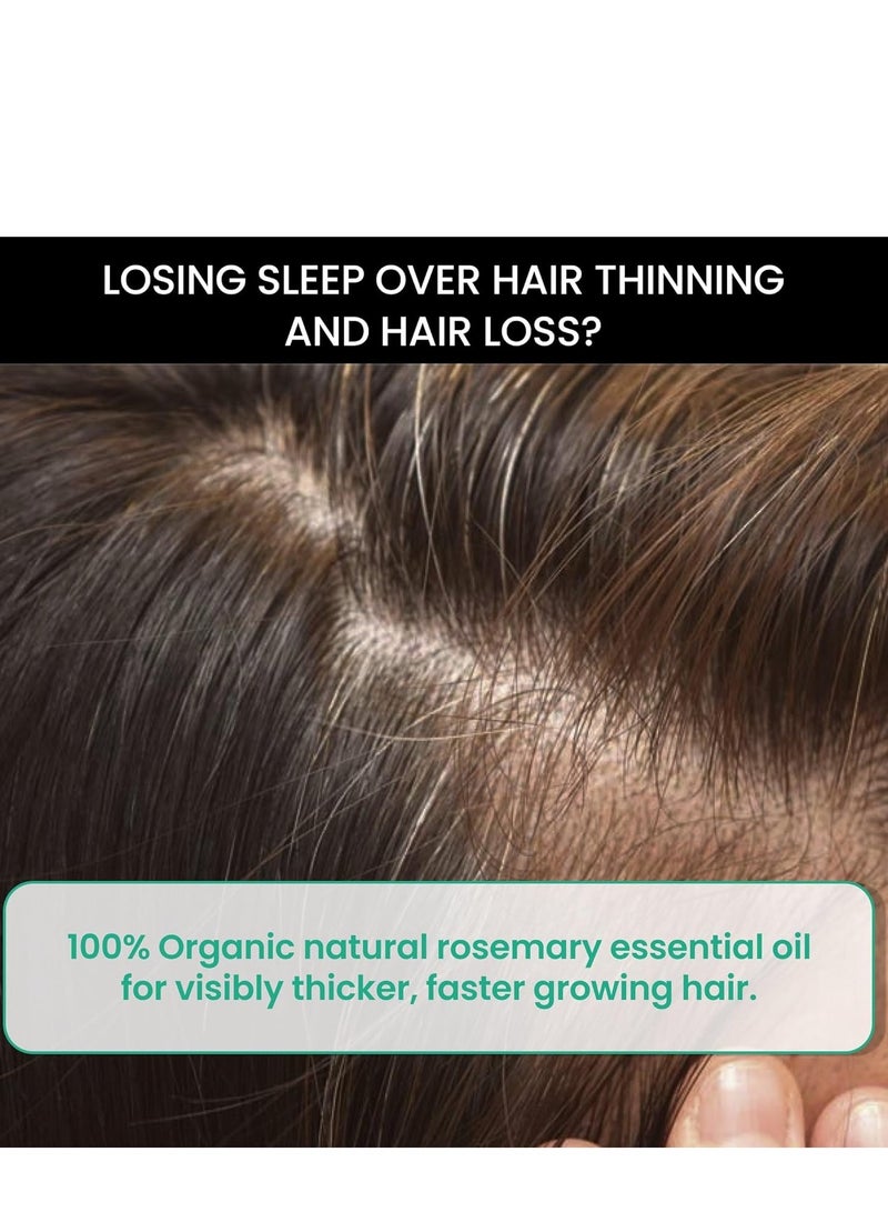 ThriveCo Rosemary Essential Oil For Hair Growth & Hair Fall Control Reduces Hair Breakage Pure Certified Organic and Natural With Vitamin E For Men and Women 15ml