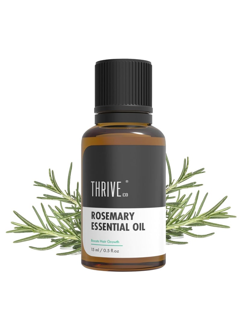 ThriveCo Rosemary Essential Oil For Hair Growth & Hair Fall Control Reduces Hair Breakage Pure Certified Organic and Natural With Vitamin E For Men and Women 15ml