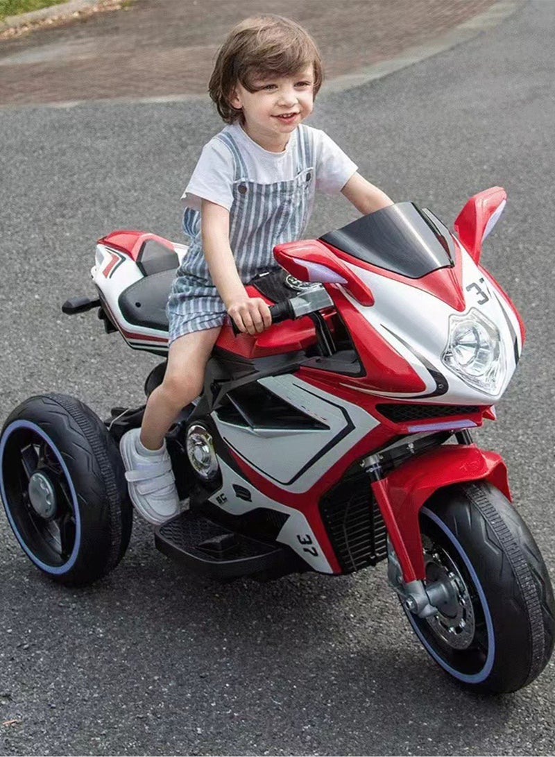 Electric Motorcycle for Kids Children's Ride-on Toys Tricycle Large 3 Wheels Motorbike Red