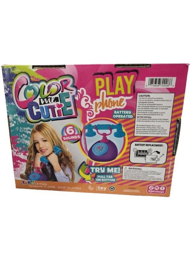 JA-RU Play Phone by Color Me Cutie for Kids, 6 Sound Telephone Toy