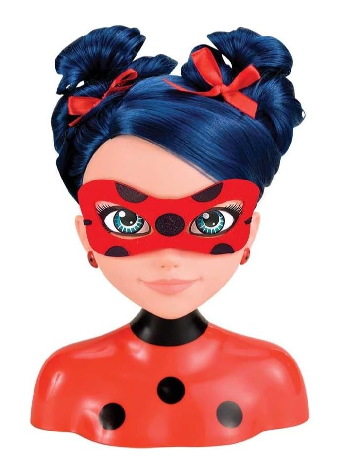 Bandai Ladybug Styling Head With Doll Hairdressing Accessories | Toy Hair Styling Doll Head Set For Children | Pretend Hair Salon | Kids Hair Dressing Role Play Sets For Girls