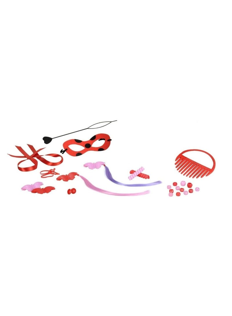 Bandai Ladybug Styling Head With Doll Hairdressing Accessories | Toy Hair Styling Doll Head Set For Children | Pretend Hair Salon | Kids Hair Dressing Role Play Sets For Girls