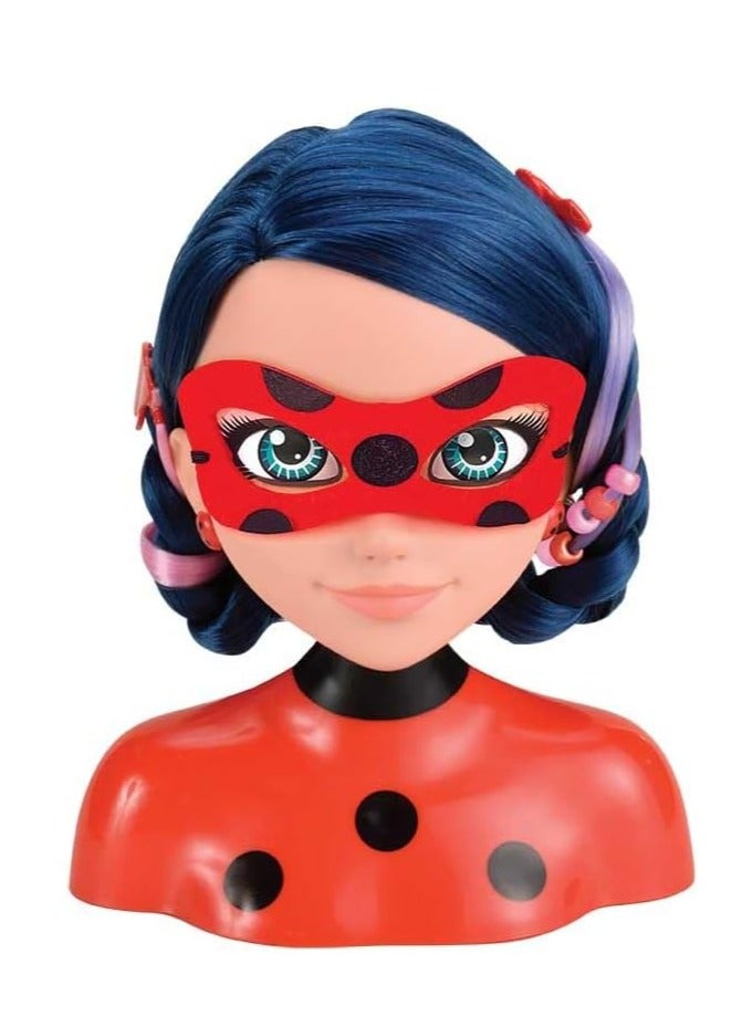Bandai Ladybug Styling Head With Doll Hairdressing Accessories | Toy Hair Styling Doll Head Set For Children | Pretend Hair Salon | Kids Hair Dressing Role Play Sets For Girls