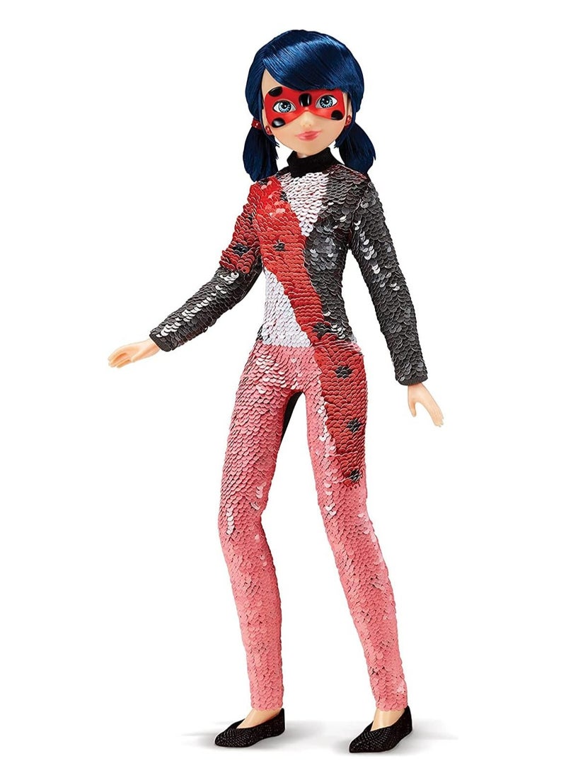 Fashion Flip Marinette To Ladybug with Sequin Outfit Doll by Playmates Toys | Material : Plastic |Fashion Doll | Age Group : 4Years+