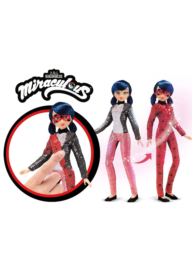 Fashion Flip Marinette To Ladybug with Sequin Outfit Doll by Playmates Toys | Material : Plastic |Fashion Doll | Age Group : 4Years+