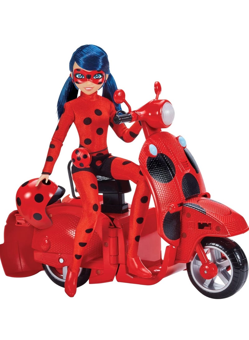 Miraculous Ladybug Switch N Go Scooter with Doll Exclusive 10.5” Ladybug Lucky Charms Fashion Doll and Accessories | Material : Plastic | Age Group : 4 to 10 Years