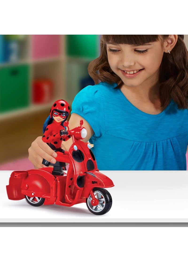 Miraculous Ladybug Switch N Go Scooter with Doll Exclusive 10.5” Ladybug Lucky Charms Fashion Doll and Accessories | Material : Plastic | Age Group : 4 to 10 Years