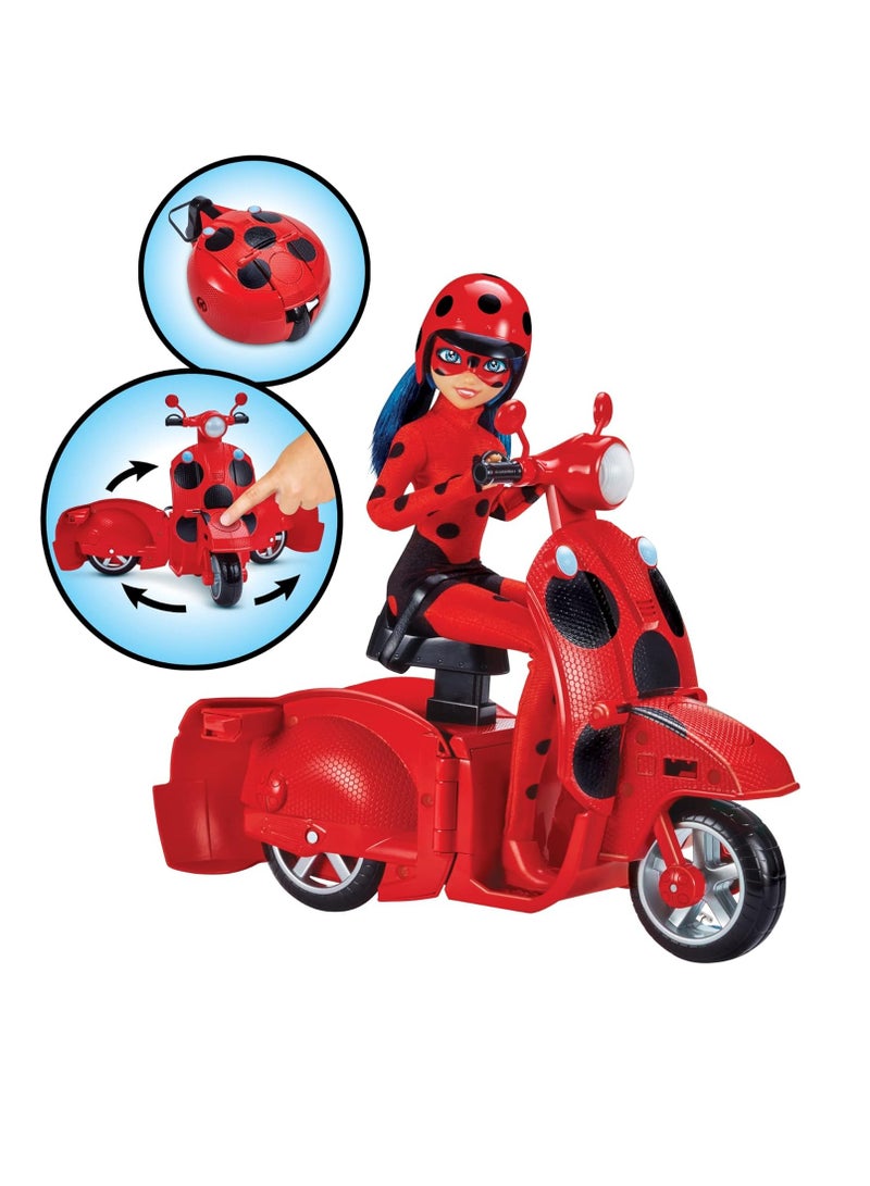 Miraculous Ladybug Switch N Go Scooter with Doll Exclusive 10.5” Ladybug Lucky Charms Fashion Doll and Accessories | Material : Plastic | Age Group : 4 to 10 Years