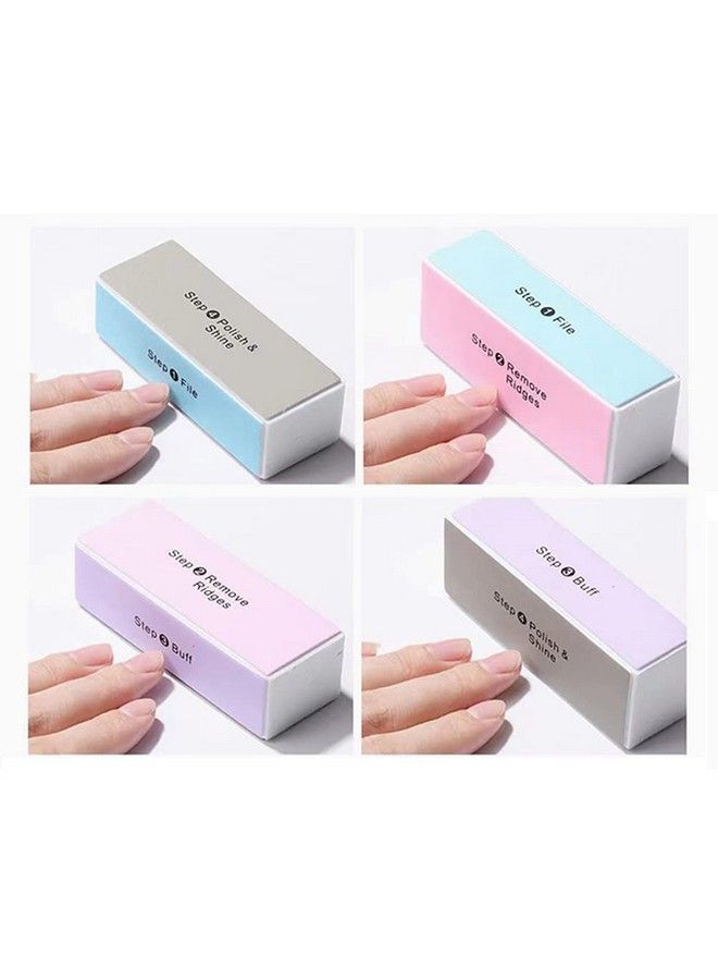 4Pcs 4 Way Nail Buffer Block Filesmoothshinenail Polisher Sponge Emery Board Nail Art Care Buffing Buffer Mini Manicure Sanding Blocks Shine Pedicure Tool For Women Lady