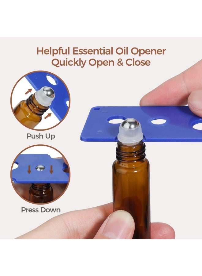 ComSaf 24 Pcs Roller Bottles for Essential Oils 10ml, Update Triple-Lock Seal Roll on Bottles Amber Perfume Glass Roller Balls for Essential Oils with Full Accessories