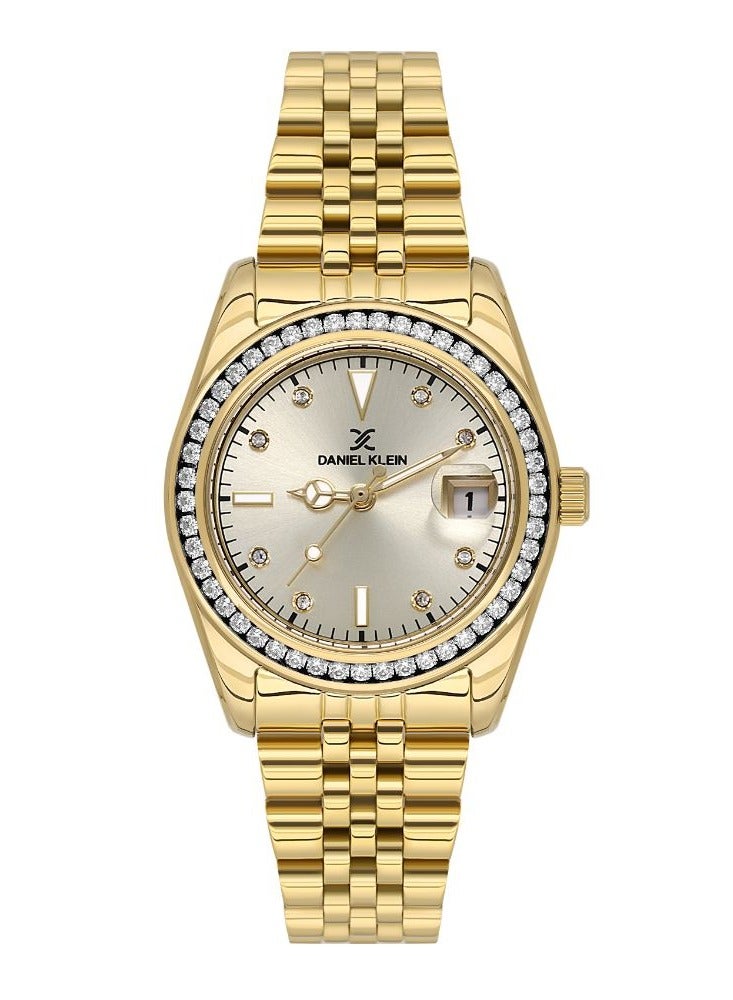 DANIEL KLEIN PREMIUM WOMENS GLOD STRAP WATCH  - DK.1.13715-2