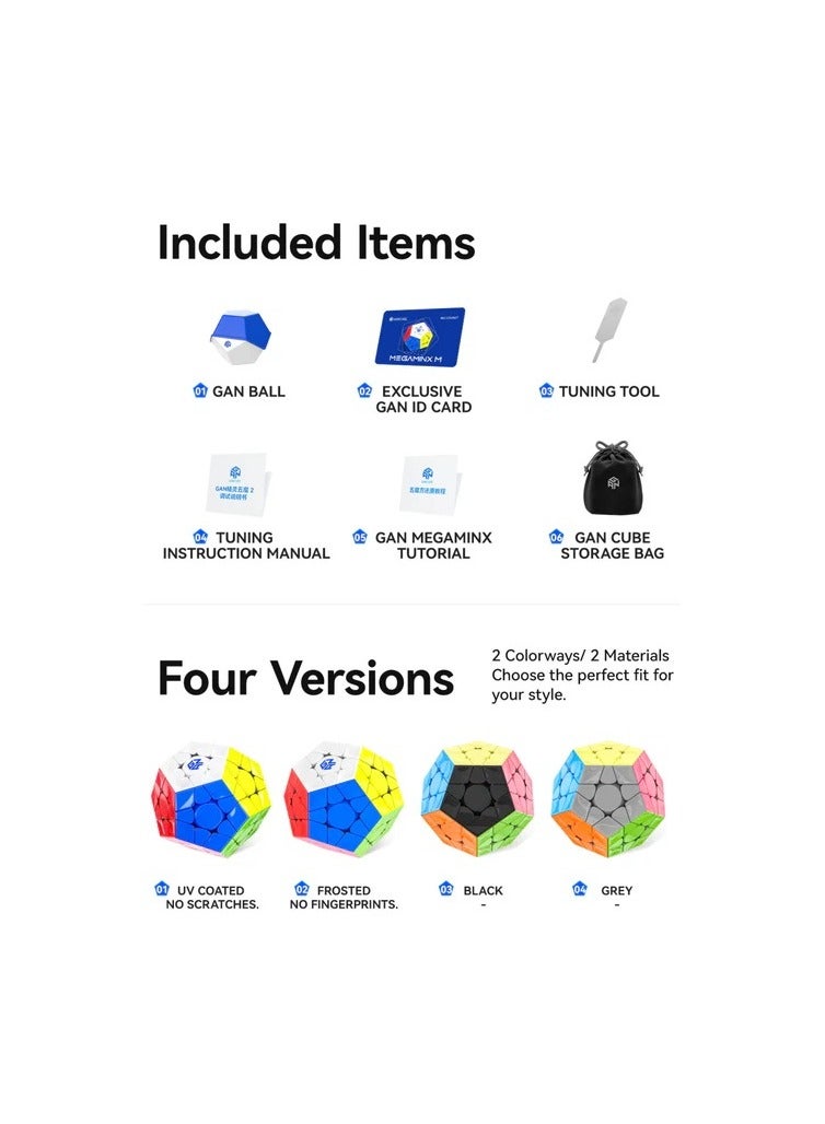 GAN Megaminx V2 UV Coated Grey Stickerless Speedcube