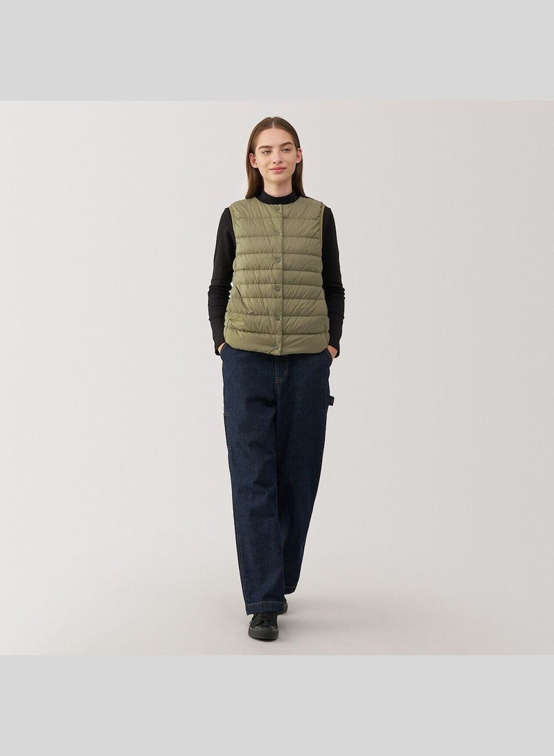 Light Weight Down Collarless Pocketable Vest