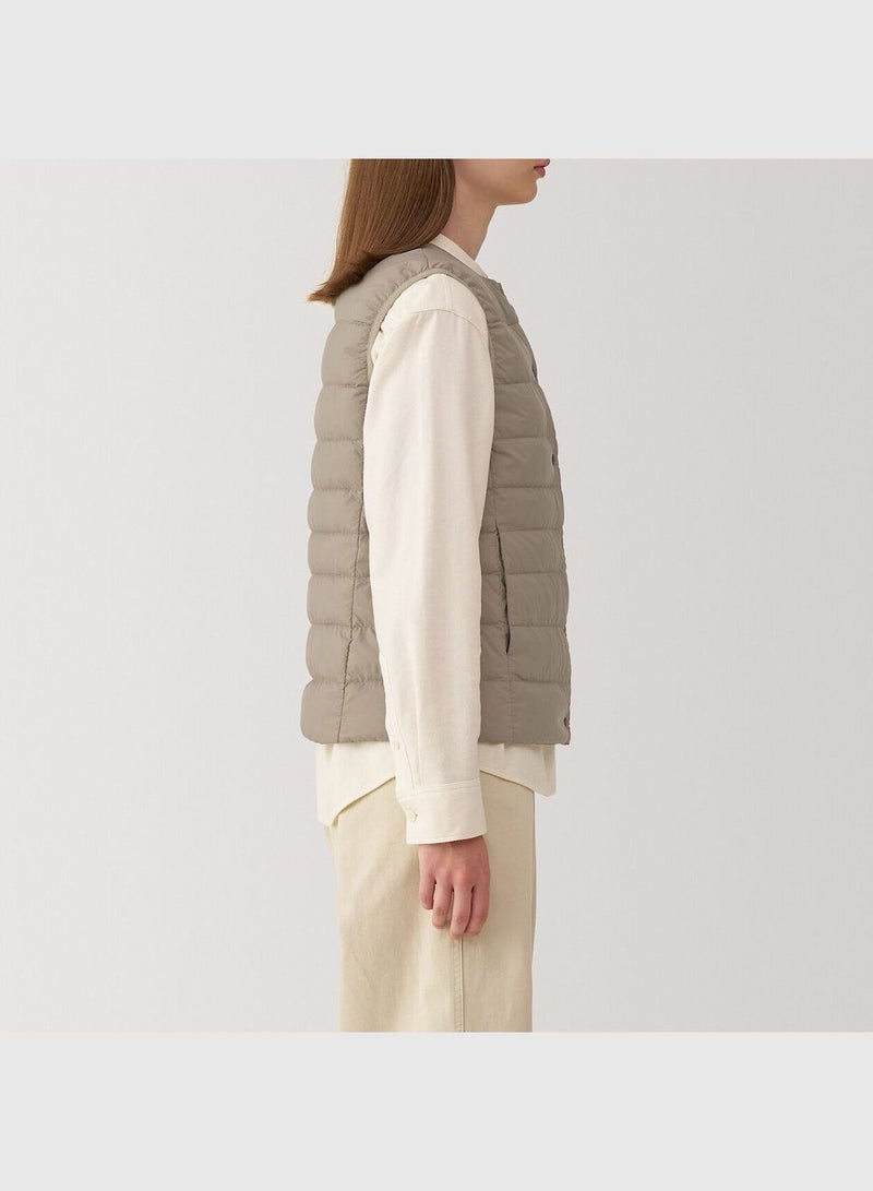 Light Weight Down Collarless Pocketable Vest