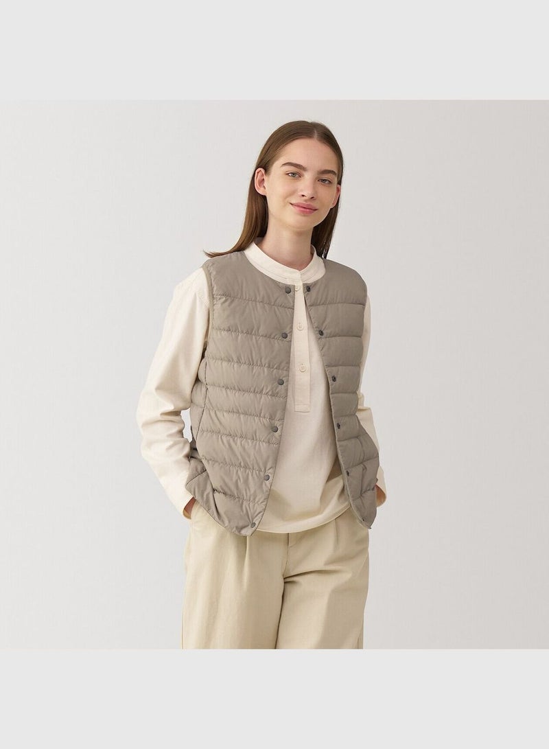 Light Weight Down Collarless Pocketable Vest