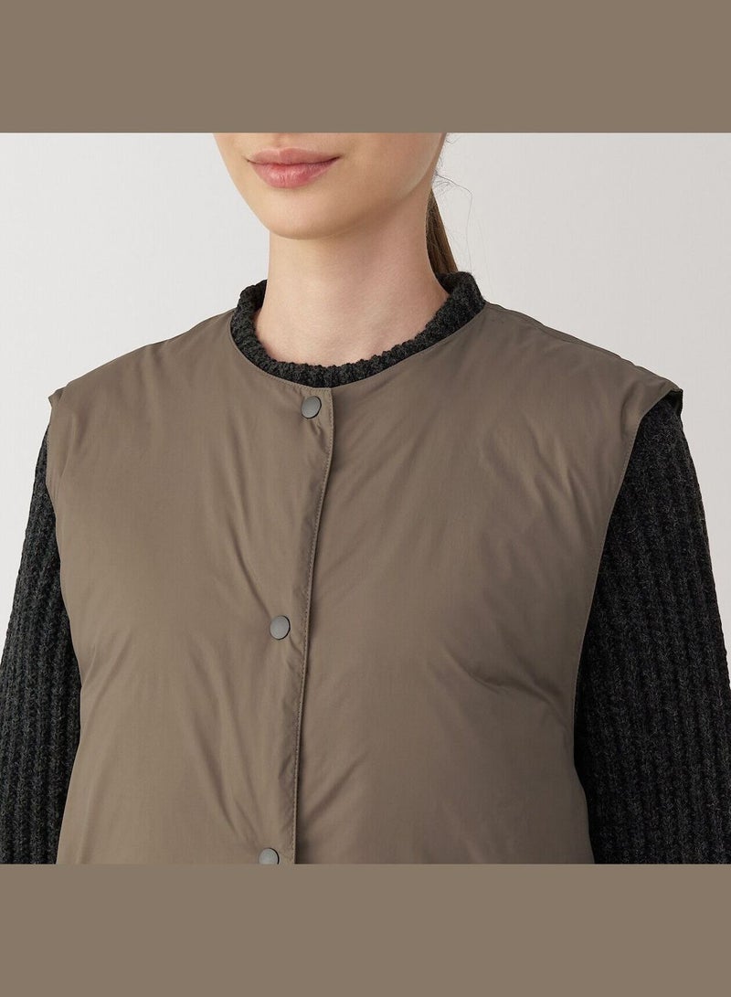 Light Weight Down Collarless Pocketable Long Vest