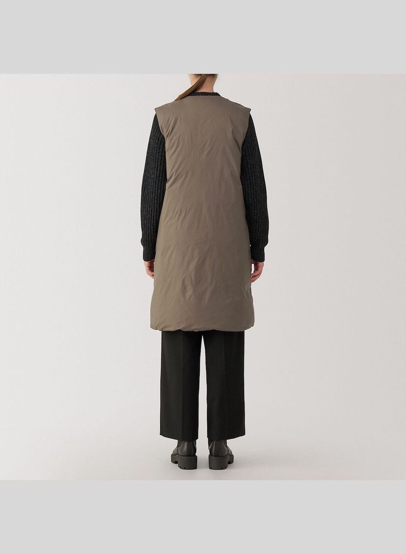 Light Weight Down Collarless Pocketable Long Vest