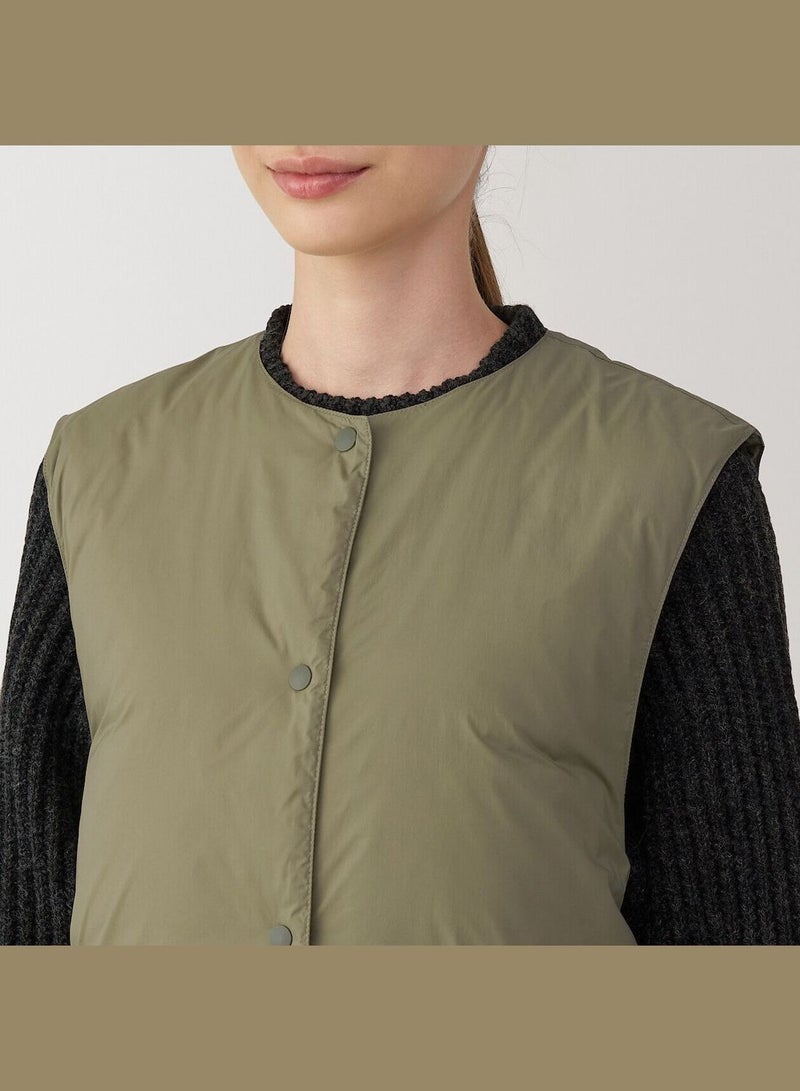 Light Weight Down Collarless Pocketable Long Vest