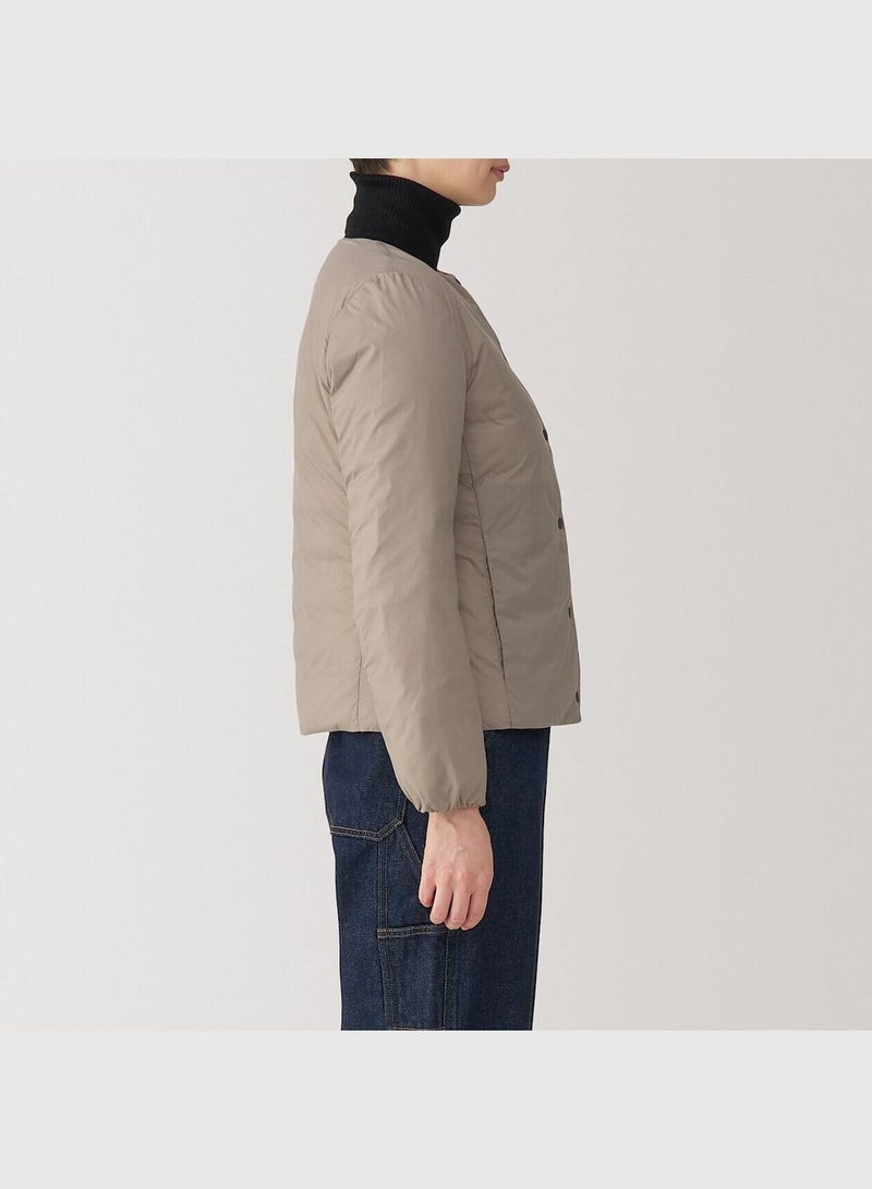 Light Weight Down Collarless Pocketable Jacket