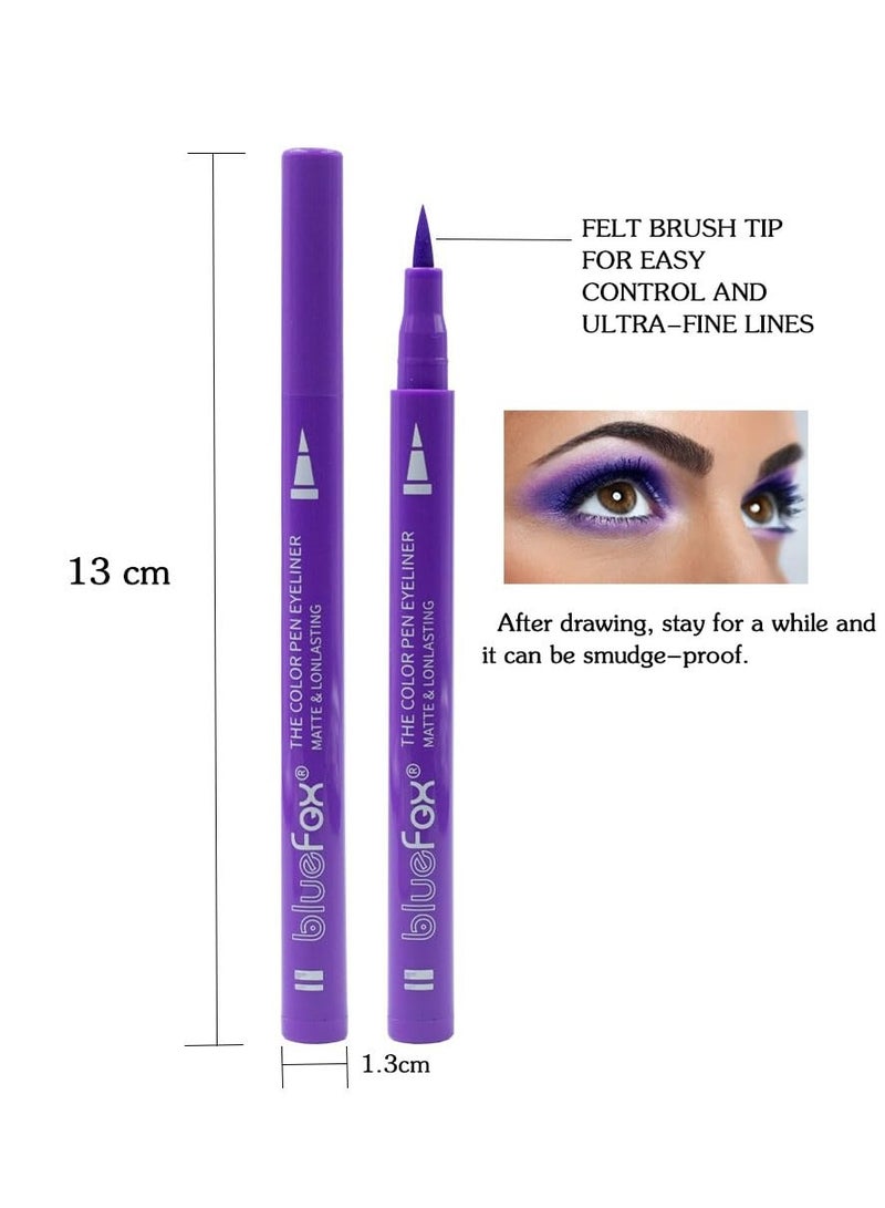 12 Pcs Colorful Liquid Eyeliner Set, Waterproof Colored Eye liner, Neon, Matte Finish, Long-Lasting, Ideal Summer Makeup for Women & Girls