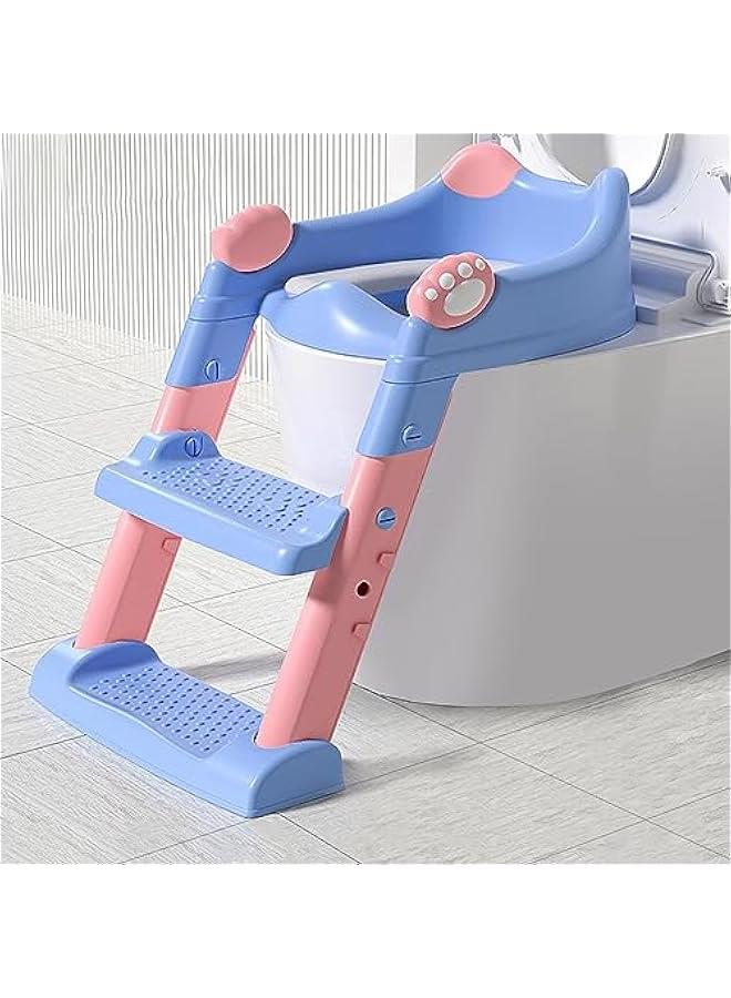 Potty Training Seat with Step Stool Ladder,Potty Training Toilet for Kids Boys Girls, Toddlers-Comfortable Safe Potty Seat with Anti-Slip Pads(Gerry Blue)