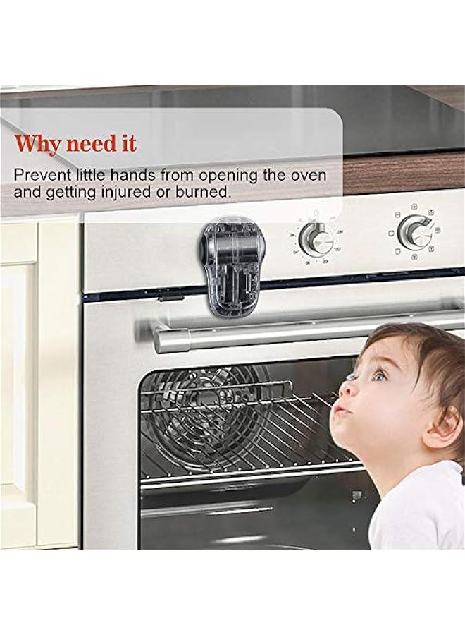 Child Safety Heat-Resistant Oven Door Lock, Oven Front Lock for Kids Easy to Install, Use 3M Adhesive,No screws or Drill (Clear-Black)(NOT SUIT for ALL OVENS)