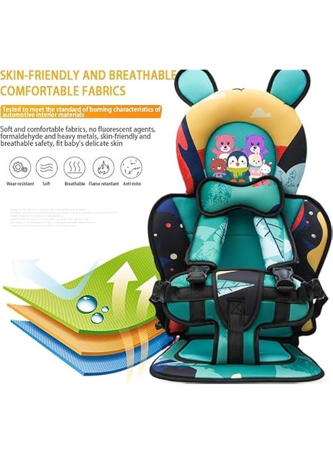 Auto Child Safety Seat Simple Car Portable Seat Belt, Little Kids Seat Belt Adjuster,Travel Car Seat with Adjustable Shoulder Straps for Baby Kids 0-12 Years Old (Yacht bear)