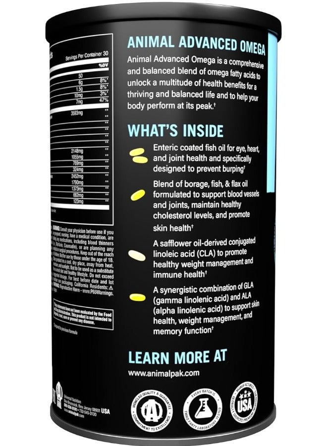 Animal Omega – Omega 3 & 6 Supplement – Fish Oil, Flaxseed Oil, Salmon Oil, Cod Liver, Herring, and more – Supports Cardiovascular & Joint Health – Enhances Metabolism – 30 Day Pack