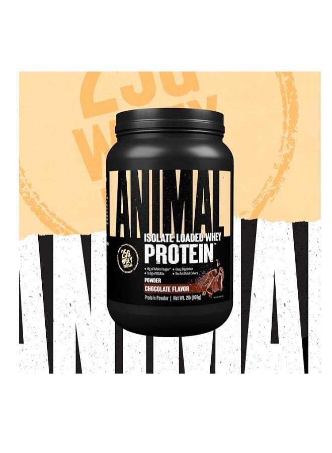 Animal Whey Isolate Protein Powder - Loaded for Pre & Post Workout Muscle Builder and Recovery with Digestive Enzymes for Men & Women - 25g Protein, Great Taste, Low Sugar - Chocolate 2lbs