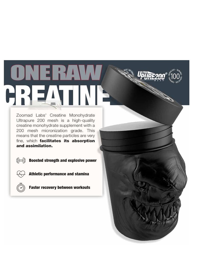 Zoomad Labs One Raw Creatine - Ultrapure Micronized Creatine Monohydrate 200 Mesh for Energy and Muscle Recovery, Cherry Bomb, 300g, 100 Servings