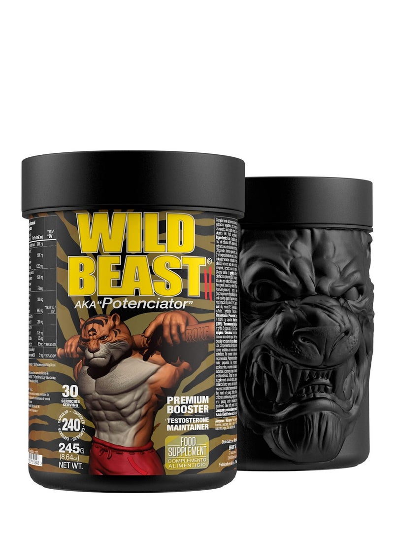 Zoomad Labs Wild Beast II - Herbal Testos Booster with Aspartic Acid, Fenugreek, Tribulus, and ZMA Complex, 240 Caps, 30 Servings