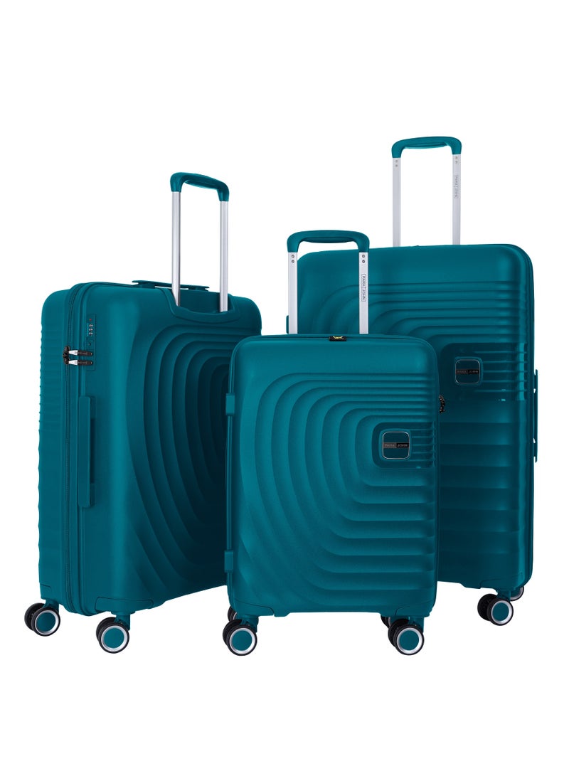 3 Piece with Trolley Set with Lightweight Polypropylene Shell 8 Spinner Wheels for Travel Lake Blue