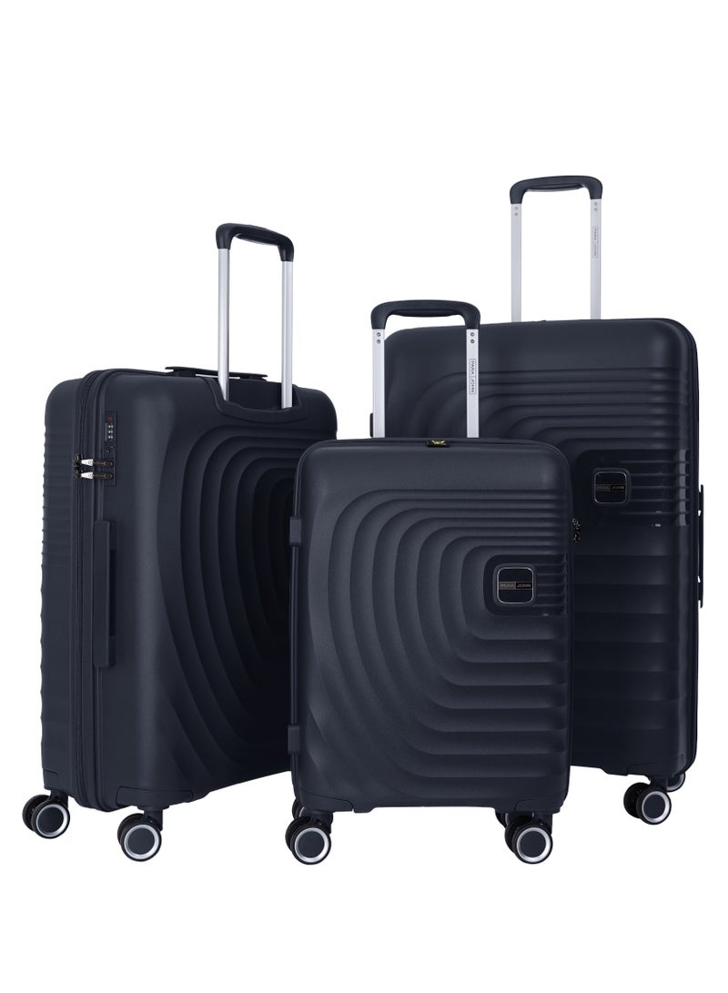 3 Piece with Trolley Set with Lightweight Polypropylene Shell 8 Spinner Wheels for Travel Navy