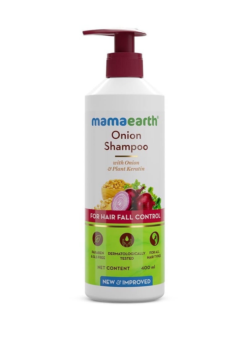 Mamaearth Onion Shampoo for Anti Hair Fall and Hair Growth with Onion Oil and Plant Keratin 400ml