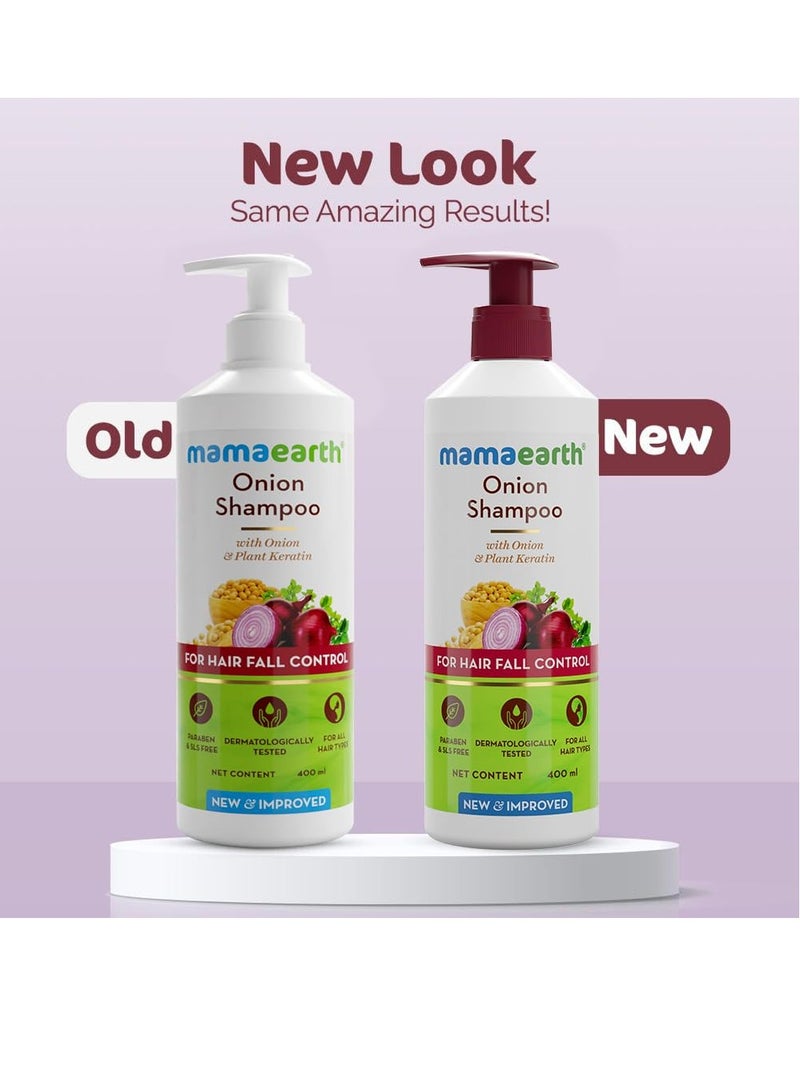 Mamaearth Onion Shampoo for Anti Hair Fall and Hair Growth with Onion Oil and Plant Keratin 400ml