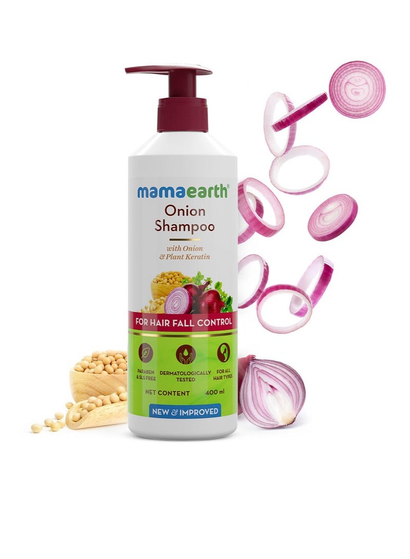 Mamaearth Onion Shampoo for Anti Hair Fall and Hair Growth with Onion Oil and Plant Keratin 400ml