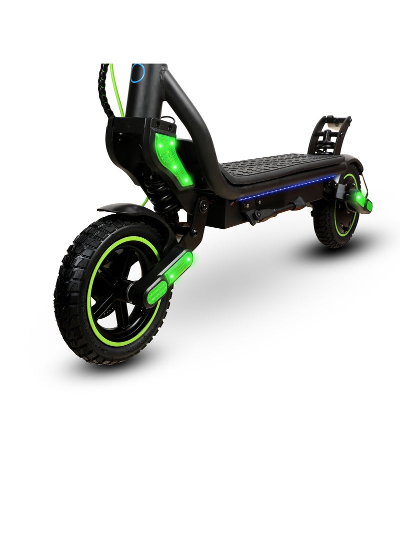 Mytoys MT650 2024 Model - Neon Green - Folding Electric Scooter - Brush less Motor 350W - 12-18km Range Battery 5.2Ah - Speed up to 45kmh With Front and Rear Suspension