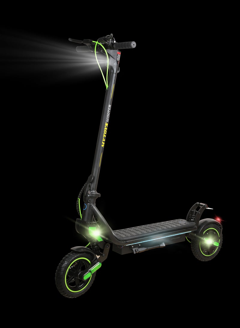 Mytoys MT650 2024 Model - Neon Green - Folding Electric Scooter - Brush less Motor 350W - 12-18km Range Battery 5.2Ah - Speed up to 45kmh With Front and Rear Suspension