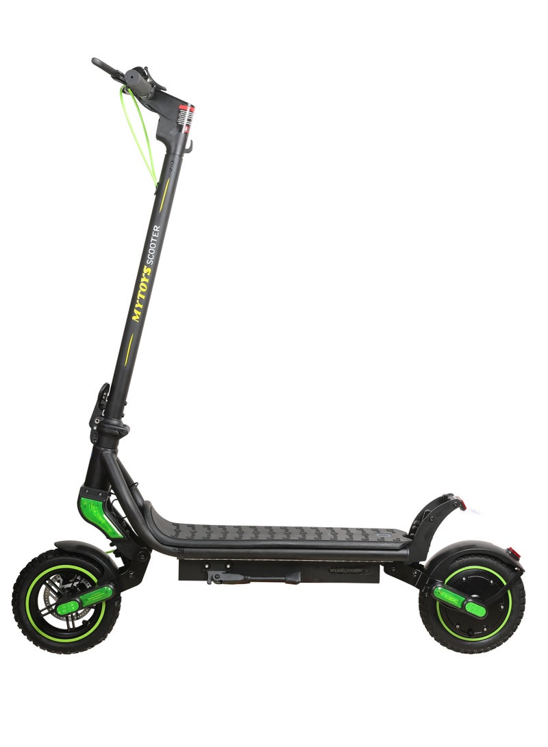 Mytoys MT650 2024 Model - Neon Green - Folding Electric Scooter - Brush less Motor 350W - 12-18km Range Battery 5.2Ah - Speed up to 45kmh With Front and Rear Suspension