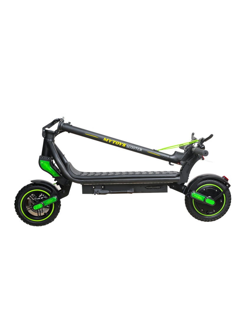 Mytoys MT650 2024 Model - Neon Green - Folding Electric Scooter - Brush less Motor 350W - 12-18km Range Battery 5.2Ah - Speed up to 45kmh With Front and Rear Suspension