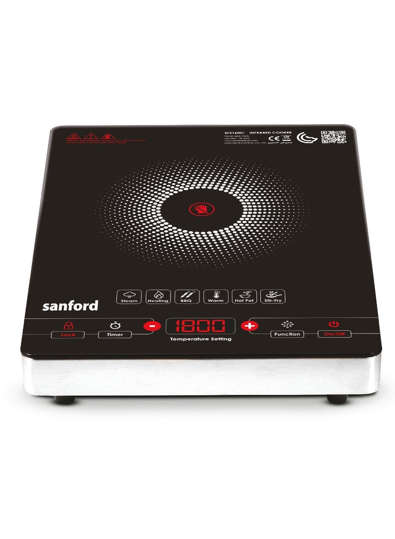 2200W Digital Induction Cooktop with Digital Display, 8 Temperature Settings, Tempered Glass, Suitable For All Cookware SF5160IC BS Black