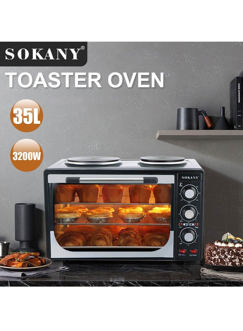 Multifunctional Household Electric Toaster Oven 35L 3200W SK-535 Black