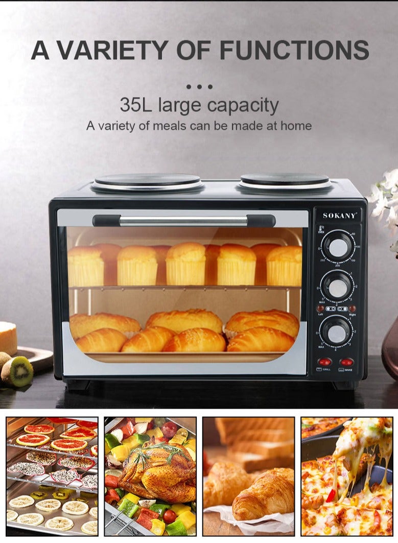 Multifunctional Household Electric Toaster Oven 35L 3200W SK-535 Black