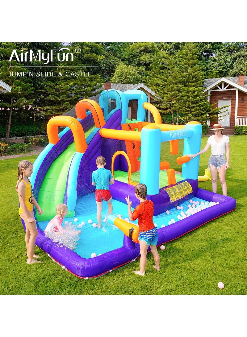 AirMyFun Bounce House for Kids and Toddler, Inflatable Bouncy Castle with Blower Outdoor Jumping House with Slide 83020